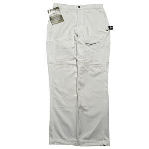 Armed White Canvas Carpenter Pants 30x30 Padded Knees NWT 10 Pockets Utility